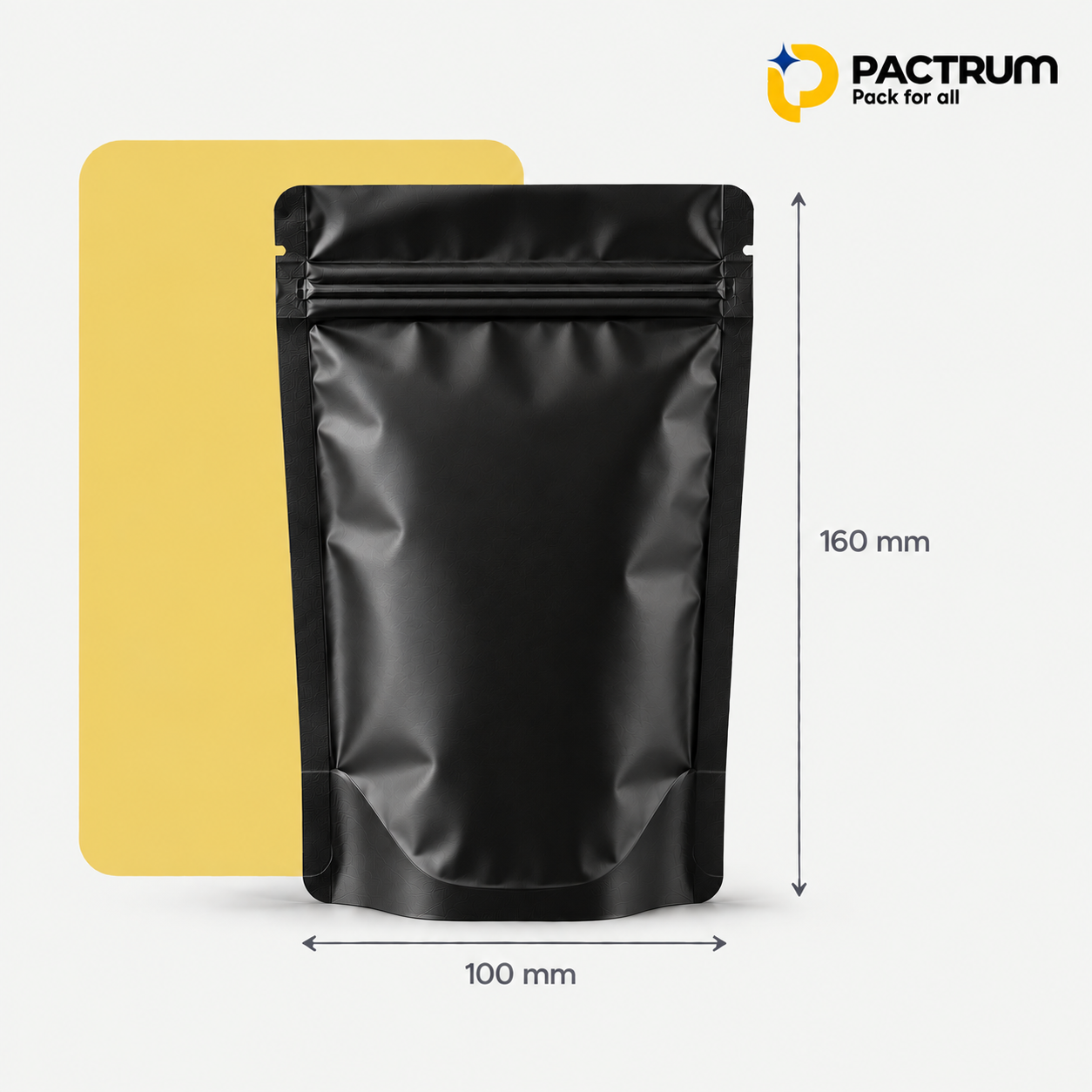 4 × 6.25 in Black Stand-Up Zipper Pouch
