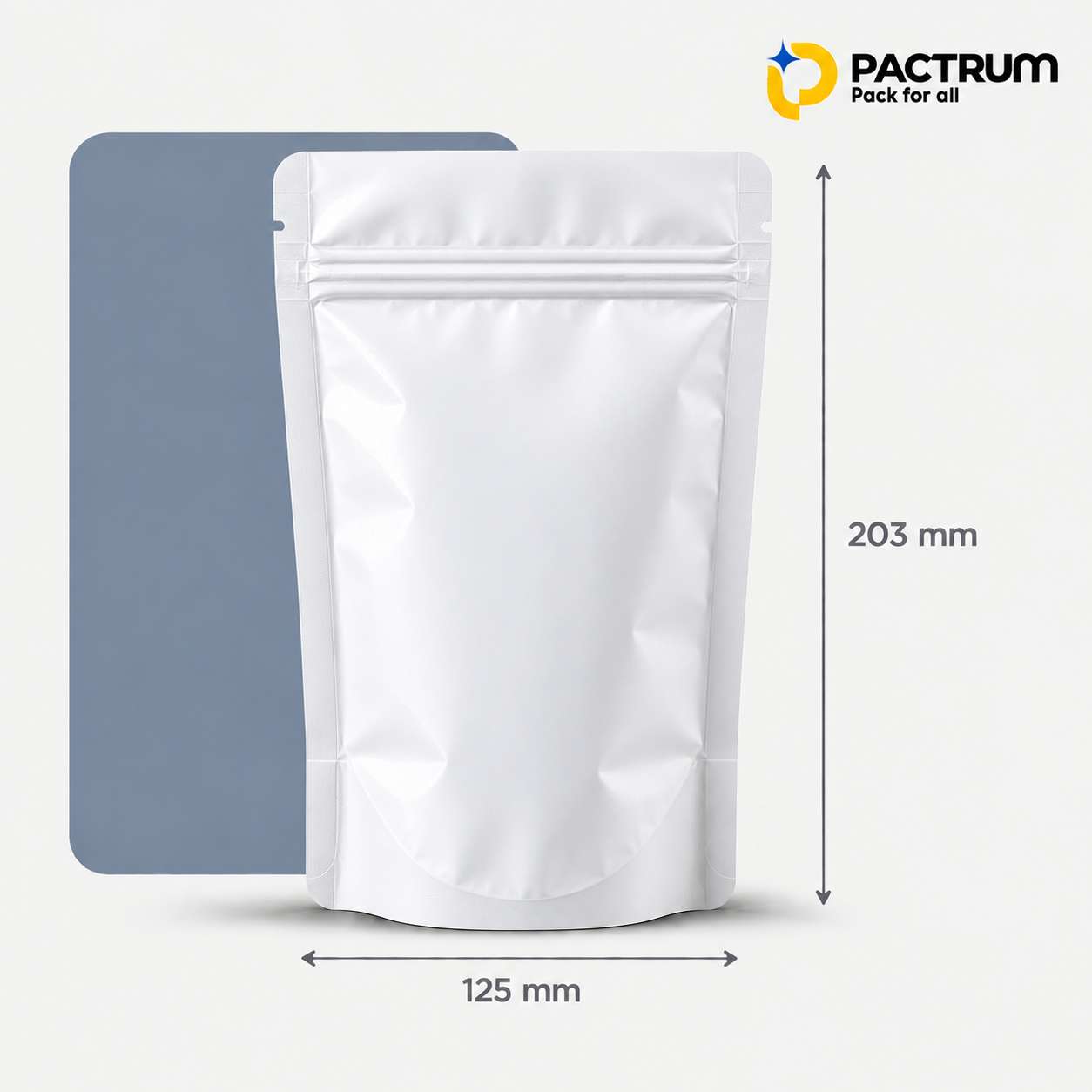 5 × 8 in White Stand-Up Zipper Pouch
