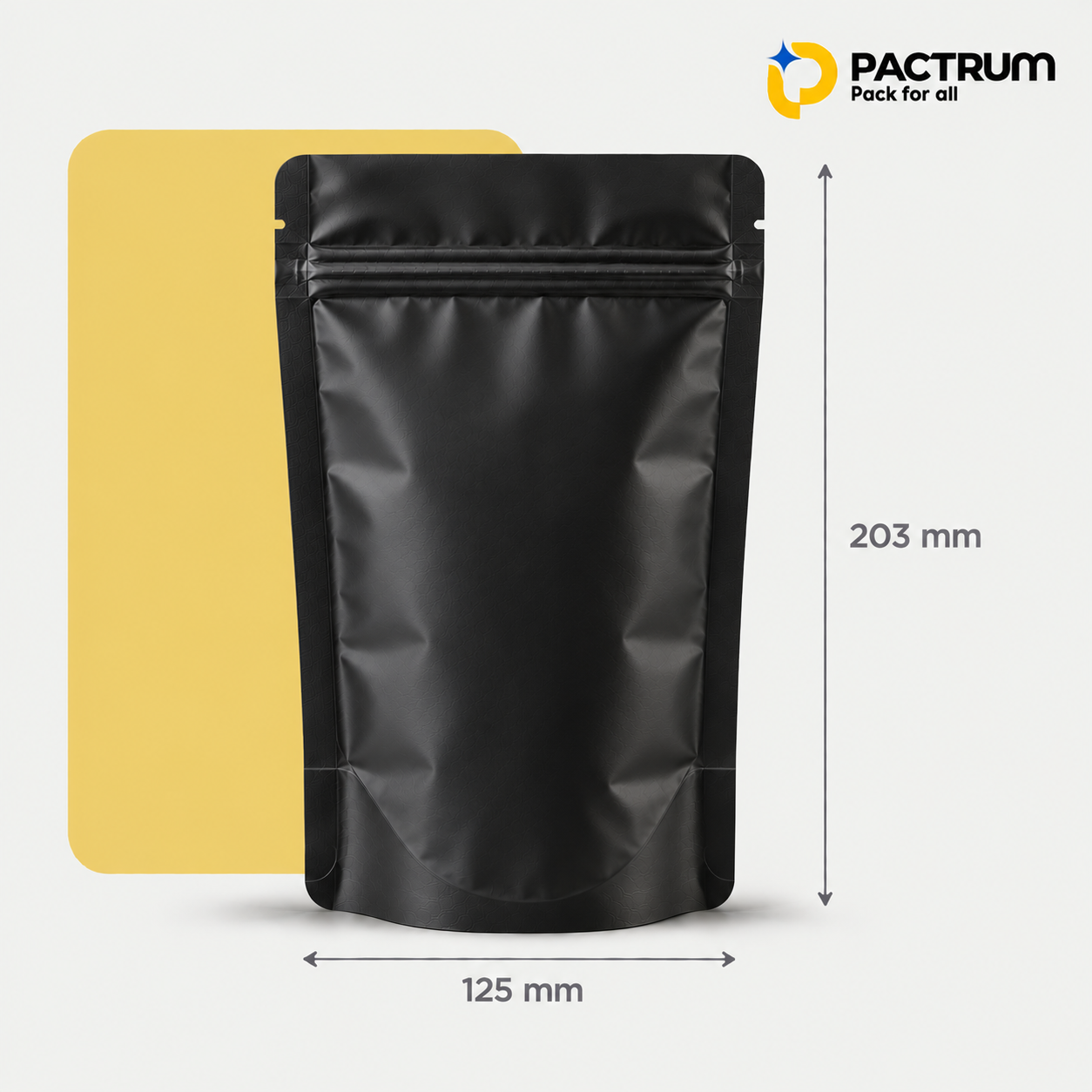 5 × 8 in Black Stand-Up Zipper Pouch