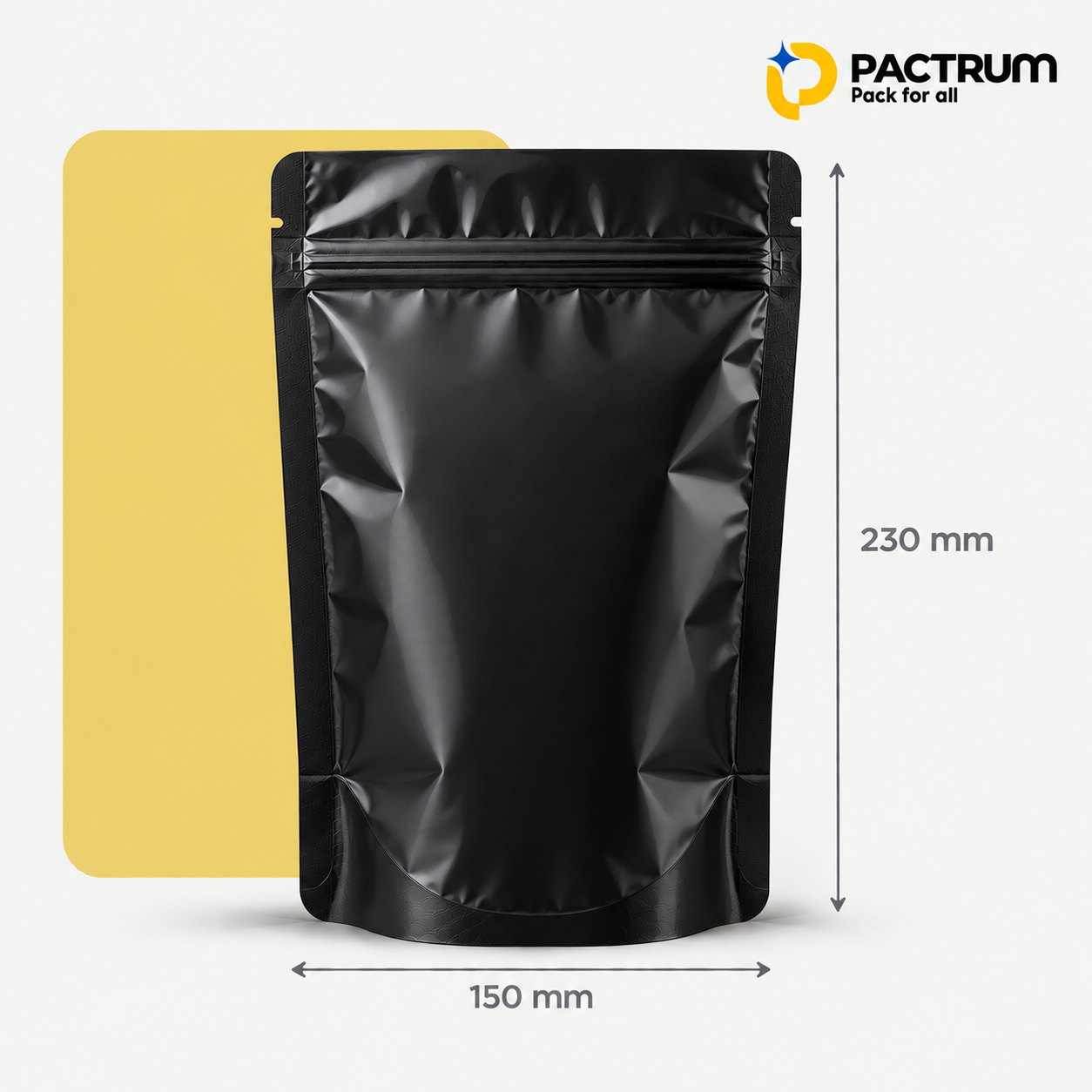 6 × 9 in Black Stand-Up Zipper Pouch