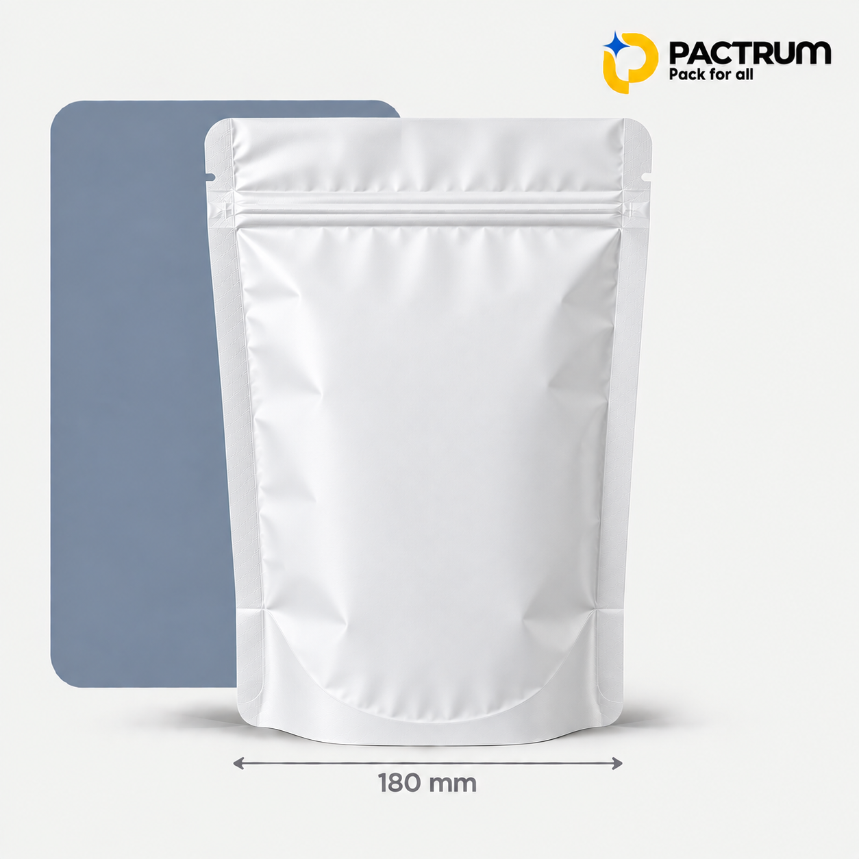 7 × 11 in White Stand-Up Zipper Pouch