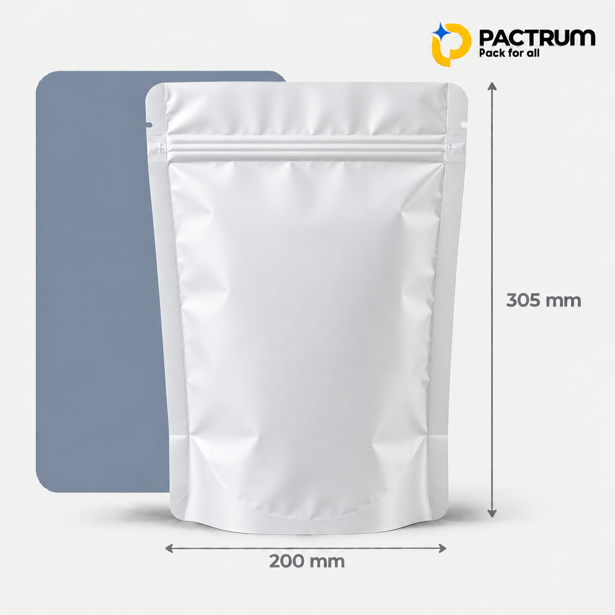 8 × 12 in Matt White Stand-Up Zipper Pouch