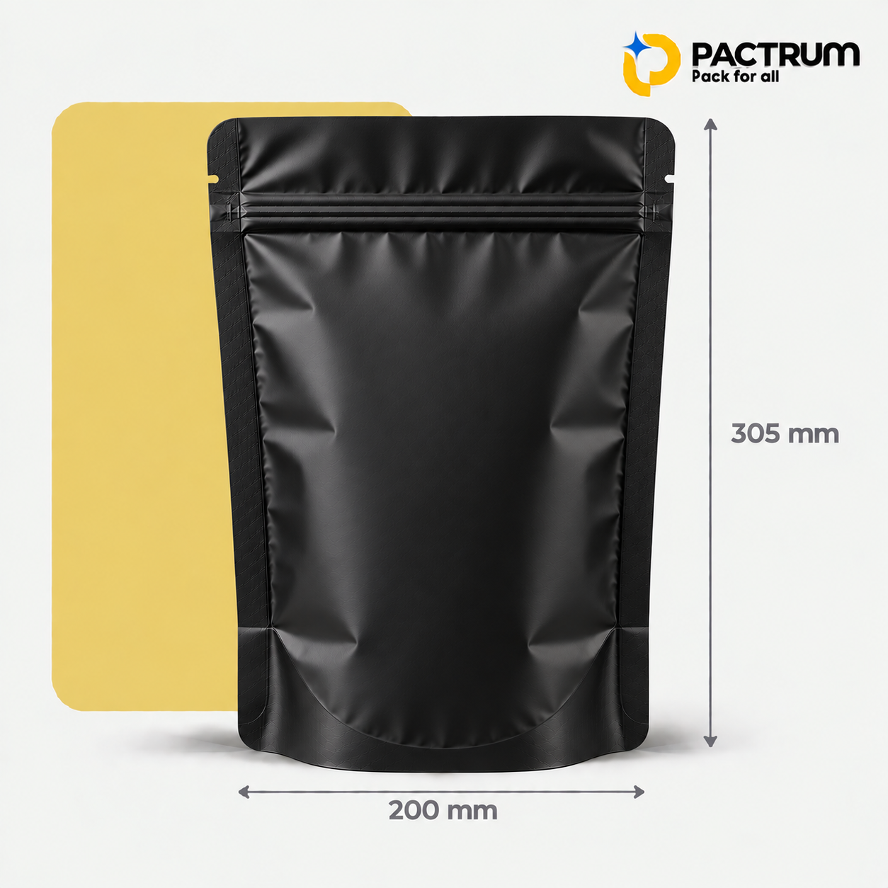8 × 12 in Black Stand-Up Zipper Pouch