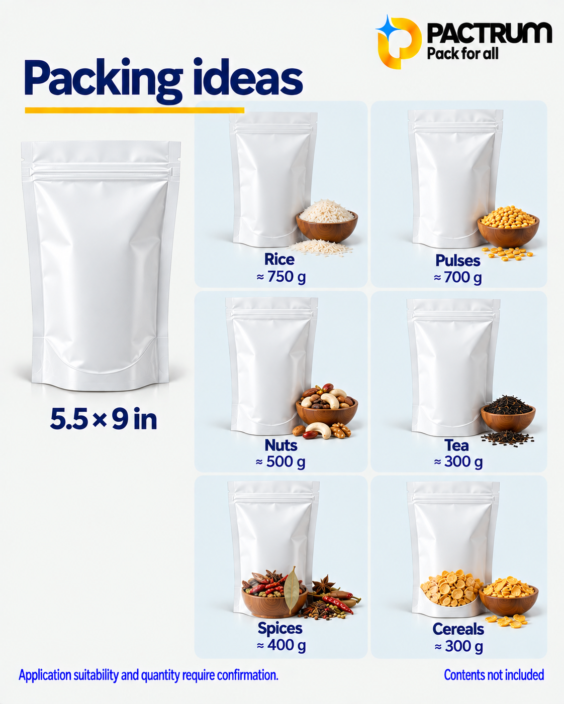5.5 × 9 in White Flat Bottom Zipper Pouch size and fill guide