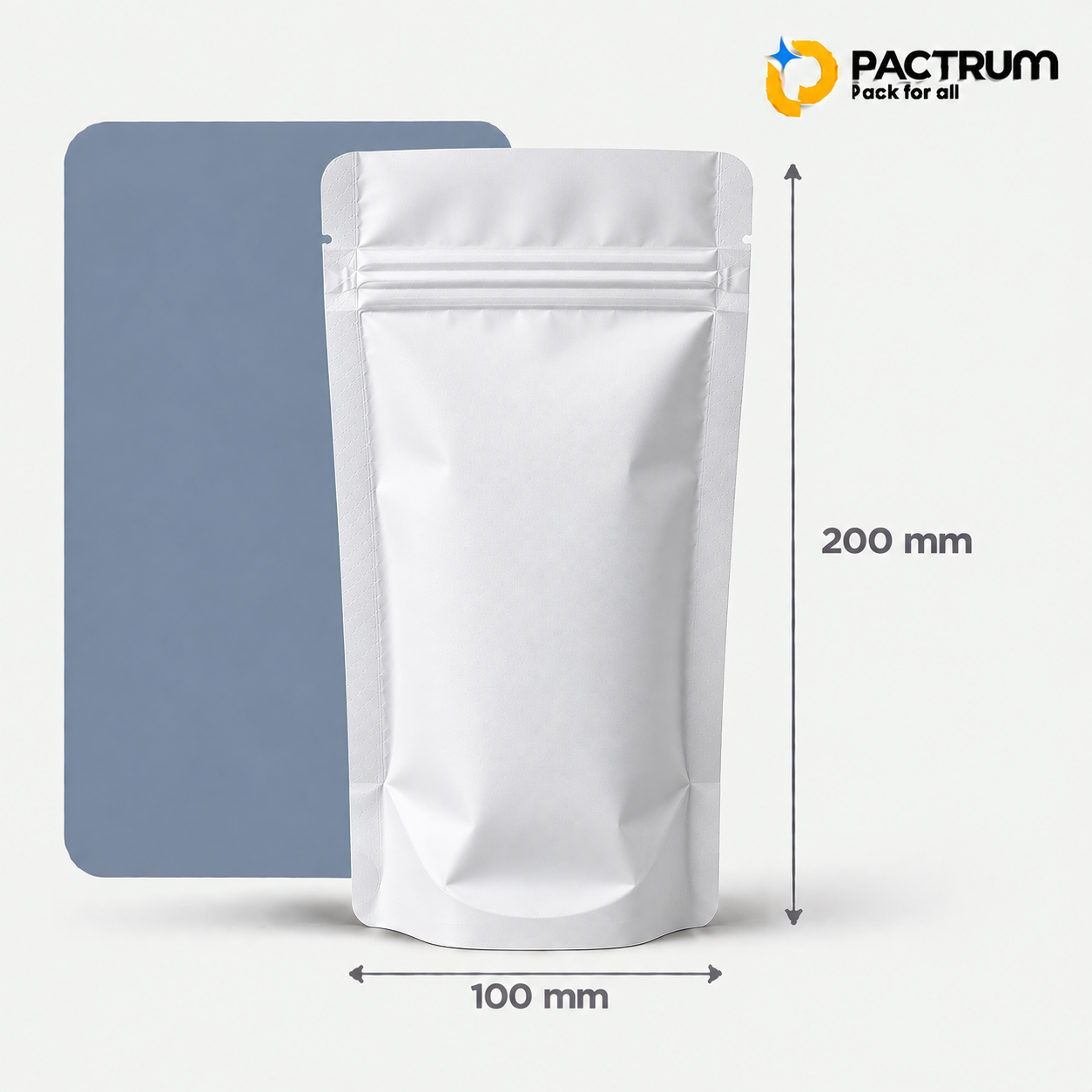 4 × 8 in Matt White Flat Bottom Zipper Pouch