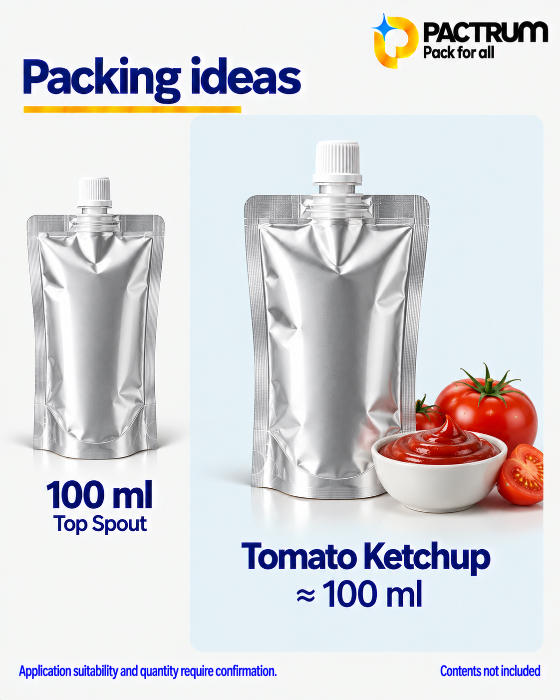 100 ml Foil Top Spout Spout Pouch size and fill guide